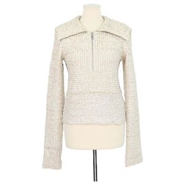 Nanushka Cream Leiko Dribbled Ribbon Turtle Neck Top Cream