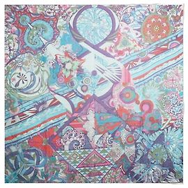 Hermès Foulard di seta grande Hermes Multicolore Blu chiaro