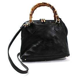 Borsa a spalla Gucci Bamboo Marrone Nero