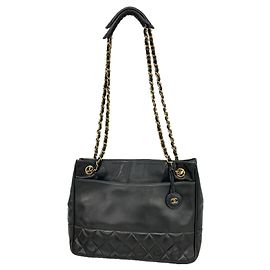 Chanel Matelassé Lambskin Chain Tote Bag Black