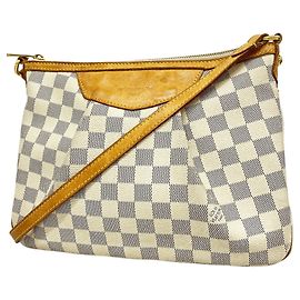 Bolsa de Ombro Louis Vuitton Damier Azur Siracusa PM Branco