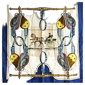 Hermès Hermes Seidentuch Carrick a Pompe Blau Beige