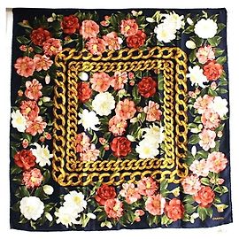 Chanel Silk Scarf in Multi-color and Navy Multiple colors Navy blue