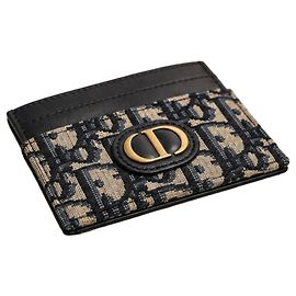 Autre Marque Dior Oblique Card Holder Black Beige Monogram
