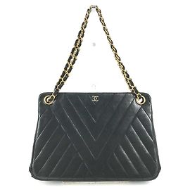 Sac à chaîne Chanel Vintage CC Coco Mark Logo Noir Doré