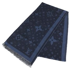 Sciarpa in lana e seta Monogram Louis Vuitton Blu Monogramma