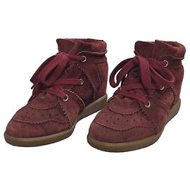 Isabel Marant Bobby High-Top Sneakers Burgundy Suede Dark red