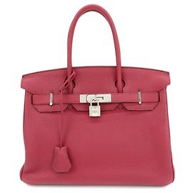 Hermès Hermes Birkin Pink Clemence com Hardware Palladium 30 Rosa