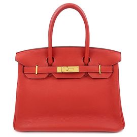Hermès Hermes Birkin Red Togo com Gold Hardware 30 Vermelho