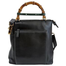 Gucci Bamboo Borsa in pelle 2 vie nera Nero