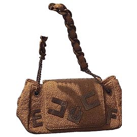 Elisabetta Franchi Bolsa de Palha Trançada Palha