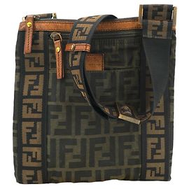 Fendi Borsa a tracolla piatta Zucca Monogram Canvas Marrone