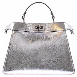 Fendi Peekaboo Bag Silver Leather Silvery