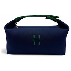 Hermès Hermes Bride à Black PM Baumwoll-Pouch Handtasche Marineblau