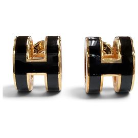 Hermès Orecchini HERMES Pop H Mini Nero D'oro