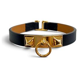 Hermès Bracciale charm Hermes Micro Rival in pelle Swift Nero