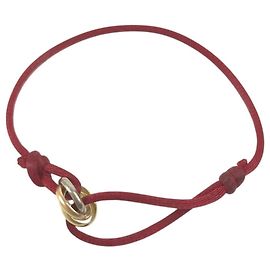 Cartier 18K Gold Trinity Cord Bracelet Bangle Red