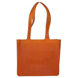 Chanel Strandtasche aus orangefarbenem Gummi Orange
