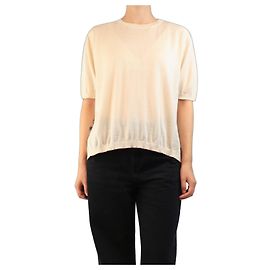 Loro Piana Haut à manches courtes en maille fine crème - taille M Écru