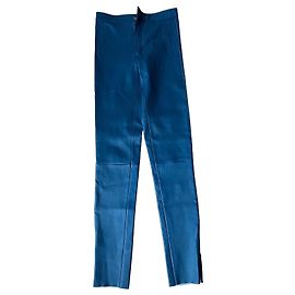 Max & Moi Blue Leather Slim-Fit Trousers Dark blue