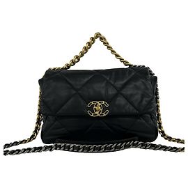 Chanel 19 Coco Mark Lambskin Chain Shoulder Bag Black