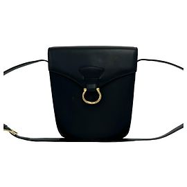 Céline Bolsa de Ombro Celine Vintage em couro de bezerro preto Preto