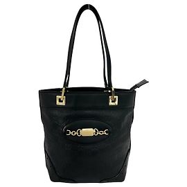 Gucci Guccissima Logo Hardware Leather Tote Bag Black