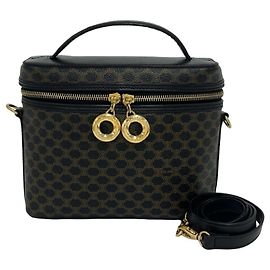 Céline Bolso CELINE Vintage Macadam Blazon Pattern Castaño Negro
