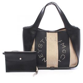 Stella Mc Cartney Stella McCartney Logo Tote Bag Schwarz Beige