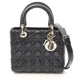 Christian Dior Lady Dior Cannage 2-Way Handbag Black