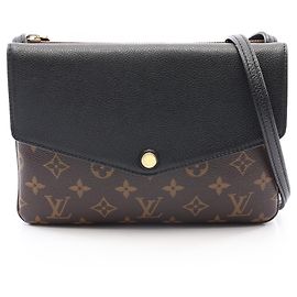 Bolsa de Ombro Louis Vuitton Twice Monogram Noir Marrom Preto