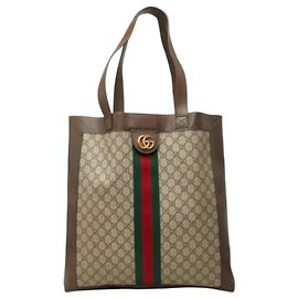 Saco Tote Gucci GG Supreme Ophidia Marrom Bege