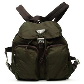 Mochila Vera de Prada con placa de logotipo triangular Caqui
