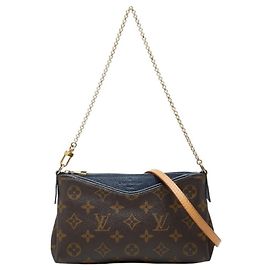 Borsa a spalla clutch Louis Vuitton Monogram Pallas Marrone Blu navy