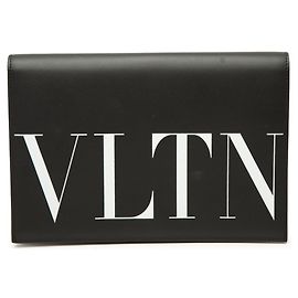Valentino Black Leather Clutch Bag Black