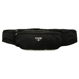Prada Tessuto Triangle Logo Plate Waist/Body Bag Black