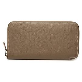 Hermès Cartera larga con cremallera Hermes Azap Silkui Sangles Castaño Gris pardo