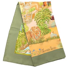 Pañuelo de seda Hermès Green Nuba Mountain 90 Verde Verde oliva
