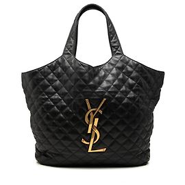 Autre Marque Saint Laurent Icare Shopping Tote Maxi aus gestepptem Lammleder in Schwarz Schwarz