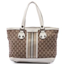 Sacola Gucci Beige Small GG Canvas Web Libeccio Sunset Bege