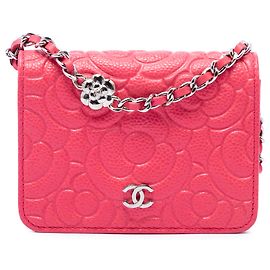 Chanel Pink CC Embossed Caviar Camellia Chain Belt Bag Pink