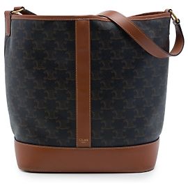 Céline Sac seau Celine Medium Triomphe en toile enduite marron Marron Marron foncé