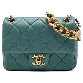Chanel Mini CC Quilted Calfskin Multi Chain Single Flap Verde Verde