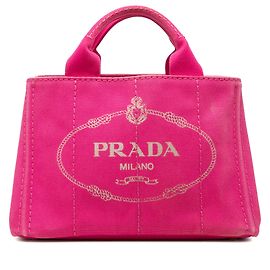 Prada Small Canvas Canapa Logo Tote Rosa Rosa