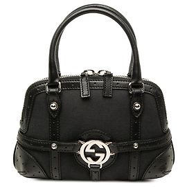 Gucci Reins Handtasche aus schwarzem Canvas Schwarz