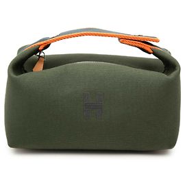 Custodia Hermès Green Small Toile Bride A Brac Verde Verde scuro