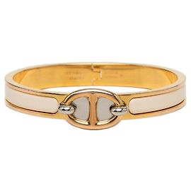 Hermès Bracelet Hermes Mini Click Chaine d'Ancre Doré Écru