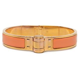 Bracelete Hermès Chanier M em ouro e laranja Dourado Laranja