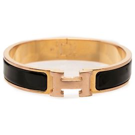 Hermès Hermes Click H Armband mit Anhänger Schwarz Golden