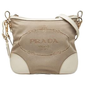 Borsa a tracolla Prada Logo Bianco Beige